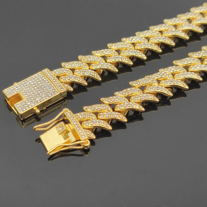 Alloy Dragon Tooth 16mm Cuban Link Hip Hop Necklace