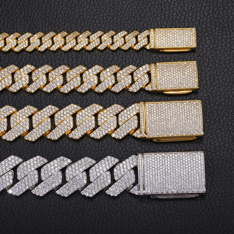 Classic Diamond-Shaped Cuban Chain Necklace with Zircon