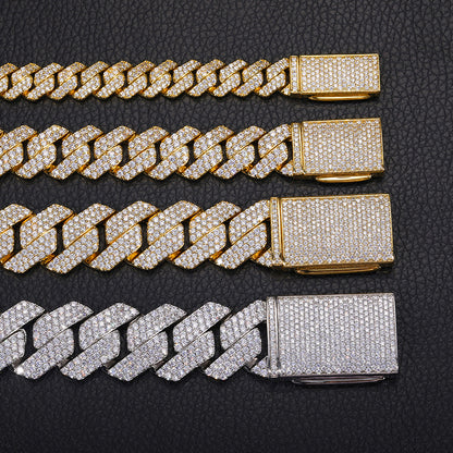Classic Diamond-Shaped Cuban Chain Necklace with Zircon