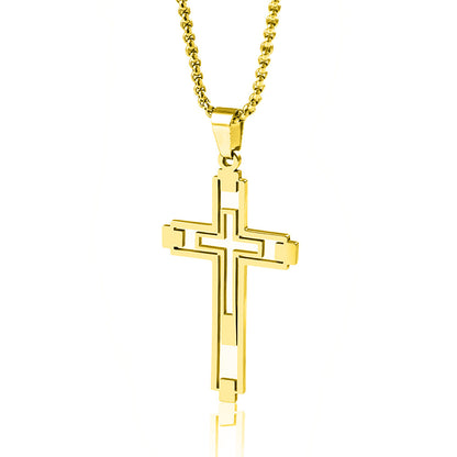 New Hip-Hop Style Cross Pendant Necklace in Stainless Steel