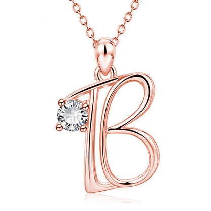 Initial Letter Necklace in 18k Gold with Zirconia