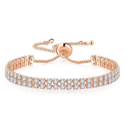 Double Row Zircon Rhinestone Bracelet for Women