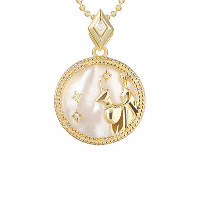 925 Silver Zodiac Necklace with Mother of Pearl Pendant