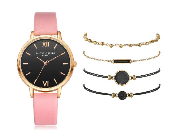Lvpai Women's Minimalist Quartz Watch and Bracelet Set