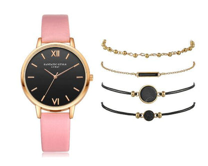 Lvpai Women's Minimalist Quartz Watch and Bracelet Set