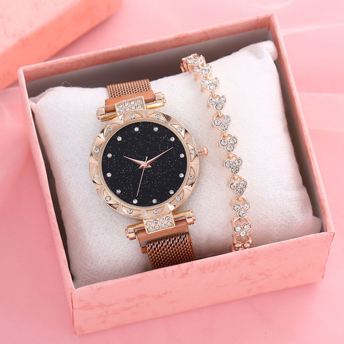 Starry Diamond Women's Watch and Bracelet Gift Set