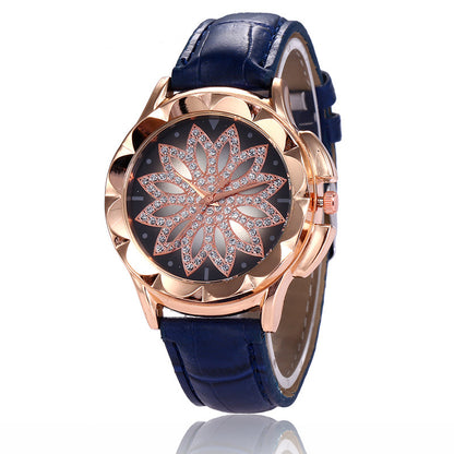 Fashionable Quartz Watch with Creative Design and Rhinestones