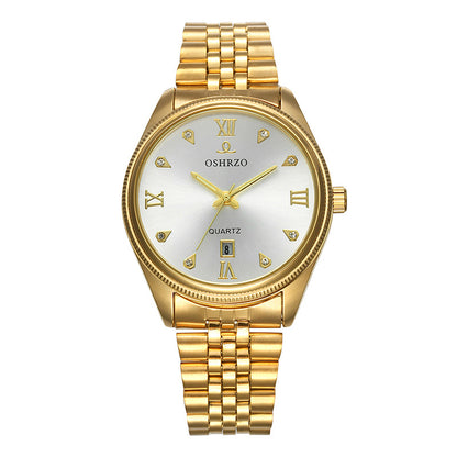 Luxury Men's Steel Band Quartz Watch with Calendar