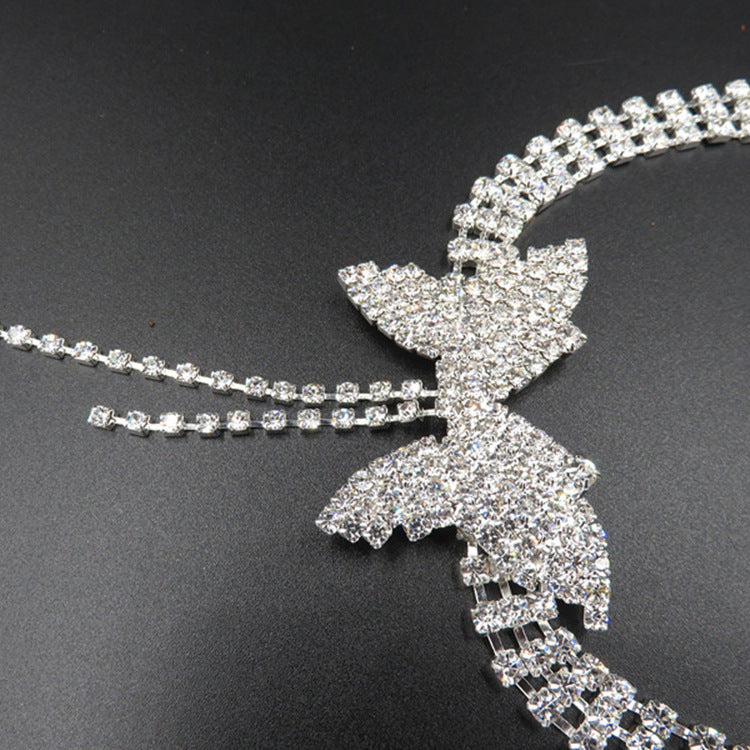 Bridal Jewelry Set with Rhinestone Necklace and Earrings