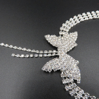 Bridal Jewelry Set with Rhinestone Necklace and Earrings