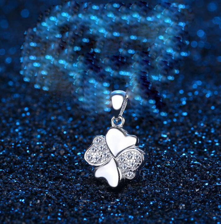 925 Silver Four Leaf Clover Micro-Paved Necklace