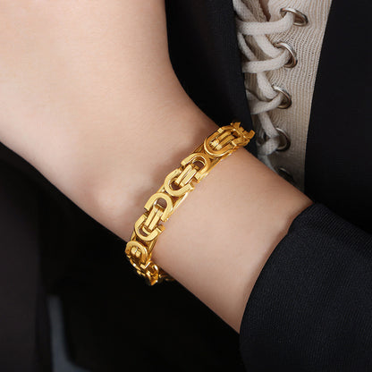 Vintage Cuban Thick Chain Titanium Steel Gold Bracelet