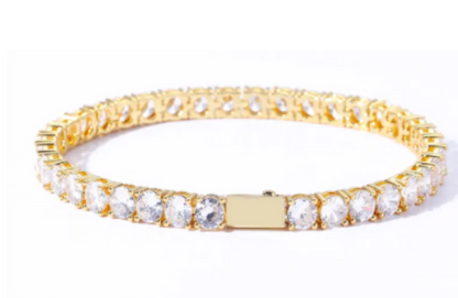 Hip Hop Spring Buckle Single Row Tennis Chain Bracelet