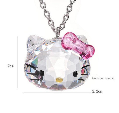 Kitty Cat Necklace with S925 Silver and Crystal Pendant