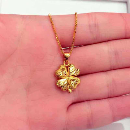 Gold-Plated Four-Leaf Clover Pendant Necklace