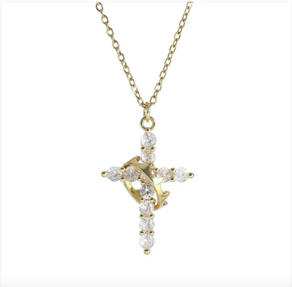 Y-Shaped Crown Pendant Necklace