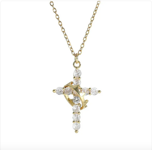 Y-Shaped Crown Pendant Necklace