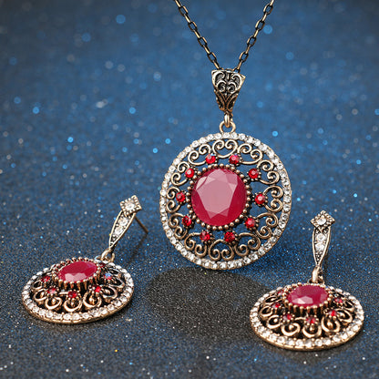Bridal Set with Resin Rhinestone Necklace and Earrings