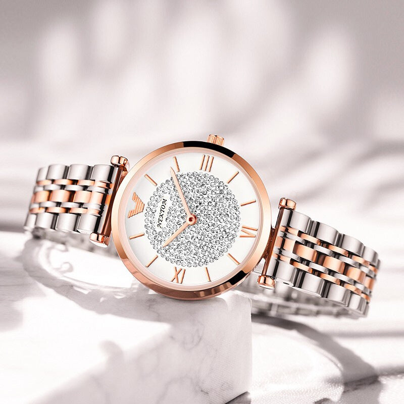 Ladies Trendy Quartz Watch with Steel Band