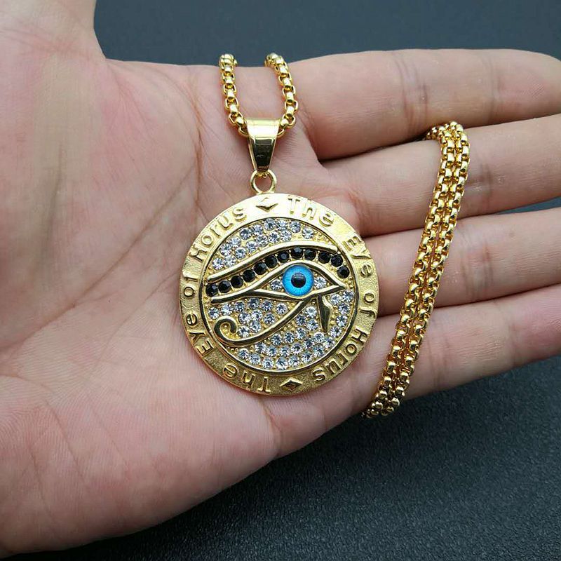 Hip Hop Jewelry: Gold-Plated Eye of Horus Pendant Necklace