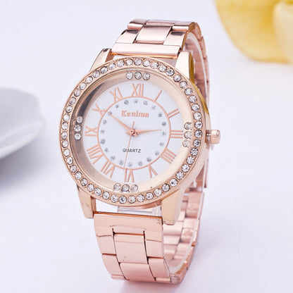 Diamond-Studded Mesh Women's Steel Casual Watch
