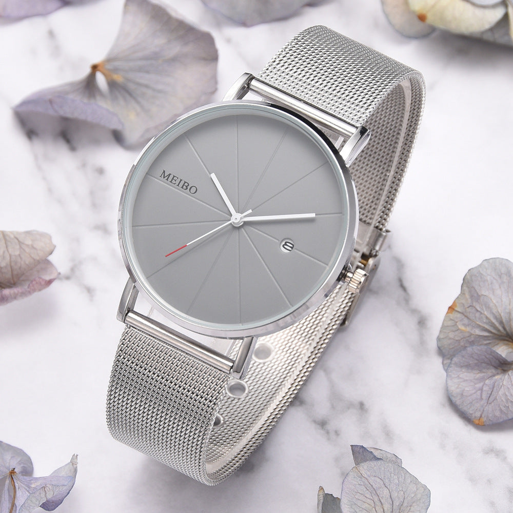 Minimalist Sporty Quartz Watch with Mesh Band