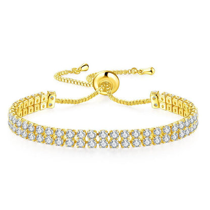 Double Row Zircon Rhinestone Bracelet for Women