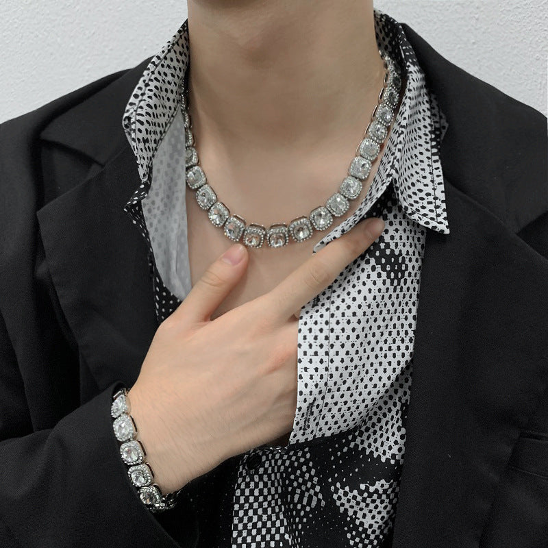 Exaggerated Cuban Link Necklace with Full Diamonds