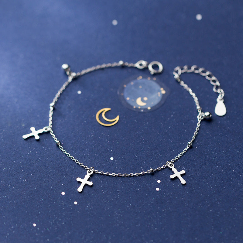 Ailuoqi S925 Silver Bracelet with Cross Charm