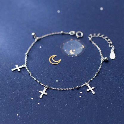 Ailuoqi S925 Silver Bracelet with Cross Charm