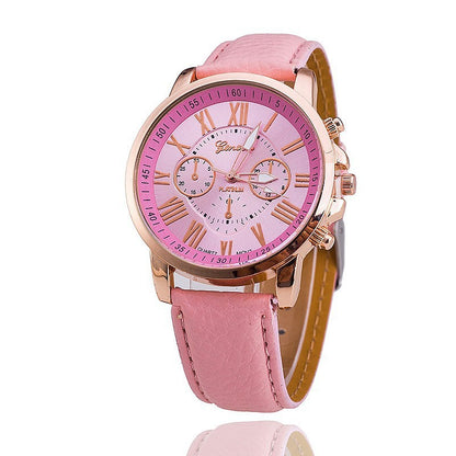 Women's Leather Strap Roman Numeral Watch for All