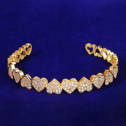 Real Gold Plated Hip Hop Love Bracelet for Men and Women