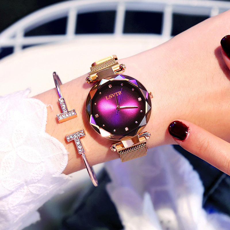 Wholesale Women's Quartz Starry Sky Watch with Magnet Band