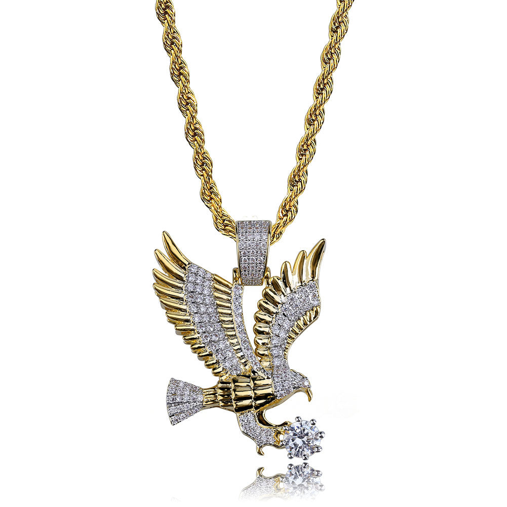 Men's Hip Hop Eagle Necklace with Zircon Pendant