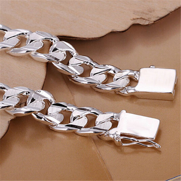 Fashionable Silver-Plated Men's Side Buckle Bracelet
