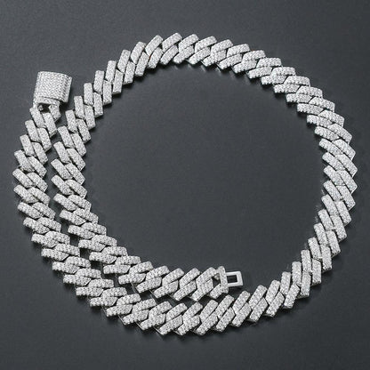 Men's Hip Hop Cuban Link Necklace with Zircon Stones
