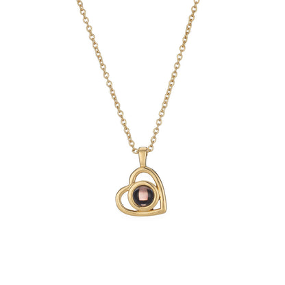 S925 Silver Heart Necklace with Custom Photo Pendant
