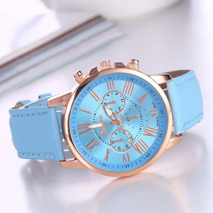 Women's Leather Strap Roman Numeral Watch for All