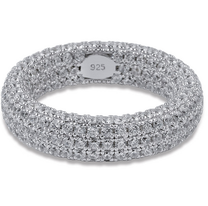 925 Silver Zircon Ring for Men's Hip Hop Style
