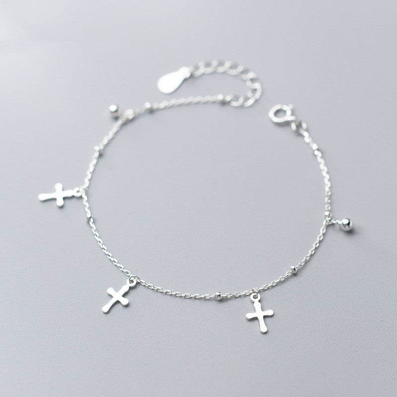 Ailuoqi S925 Silver Bracelet with Cross Charm
