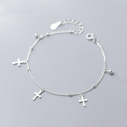 Ailuoqi S925 Silver Bracelet with Cross Charm