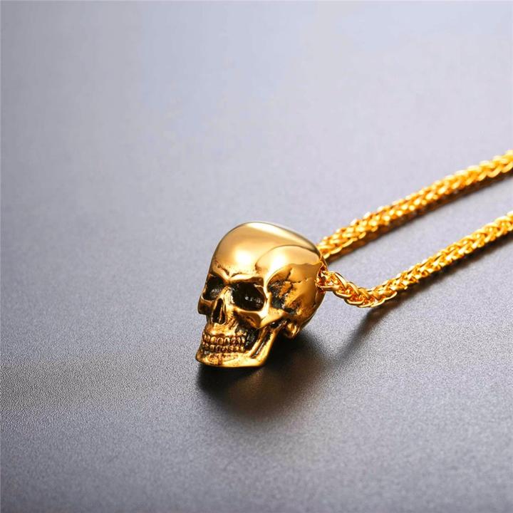 Punk Skull Pendant, Vintage Hip Hop Necklace