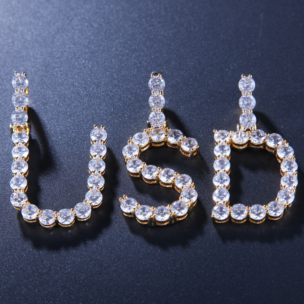 Bling Bling Letter Pendant Necklace with Zirconium (26)