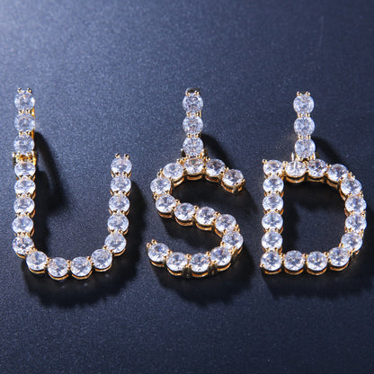 Bling Bling Letter Pendant Necklace with Zirconium (26)