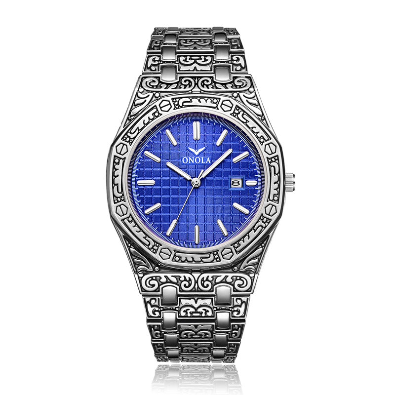 ONOLA Men's Waterproof Quartz Watch with Steel Band