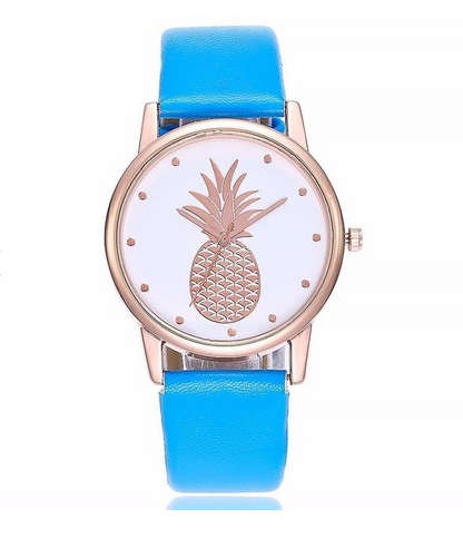 Pineapple Pattern Women's Quartz Watch with Leather Strap