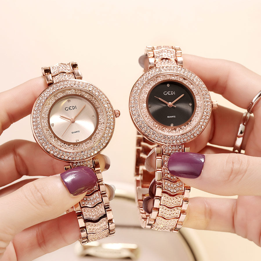 GEDI Women's Retro Diamond-Studded Steel Watch