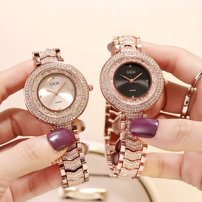 GEDI Women's Retro Diamond-Studded Steel Watch
