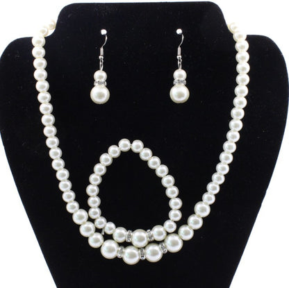 Bridal Decoration Set with Pearl Necklace, Earrings, Bracelet
