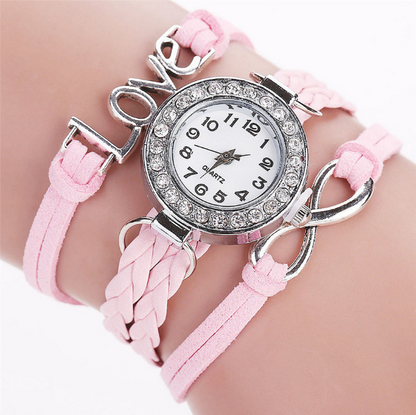 Women's Diamond-Studded Circle Bracelet Watch